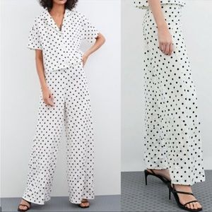 ZARA White Pants w/ Polka Dots